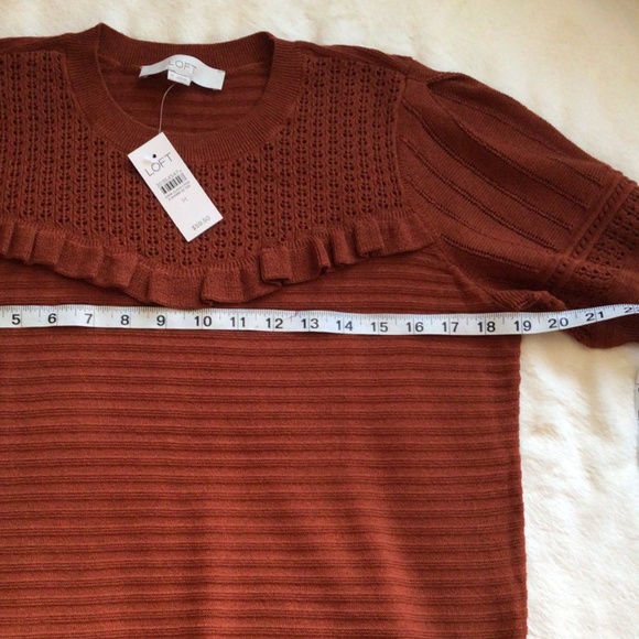 Loft Brown Knitted Bohemian Short Sleeve Top size M - Picture 4 of 8